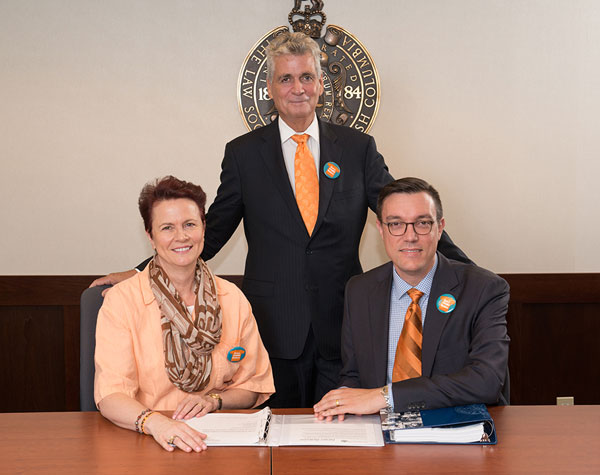 Law Society President Nancy Merrill, QC, Law Society CEO Don Avison and Law Foundation of BC Executive Director Josh Paterson